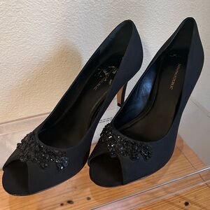 Banana Republic Black Beaded Peep-Toe Heels